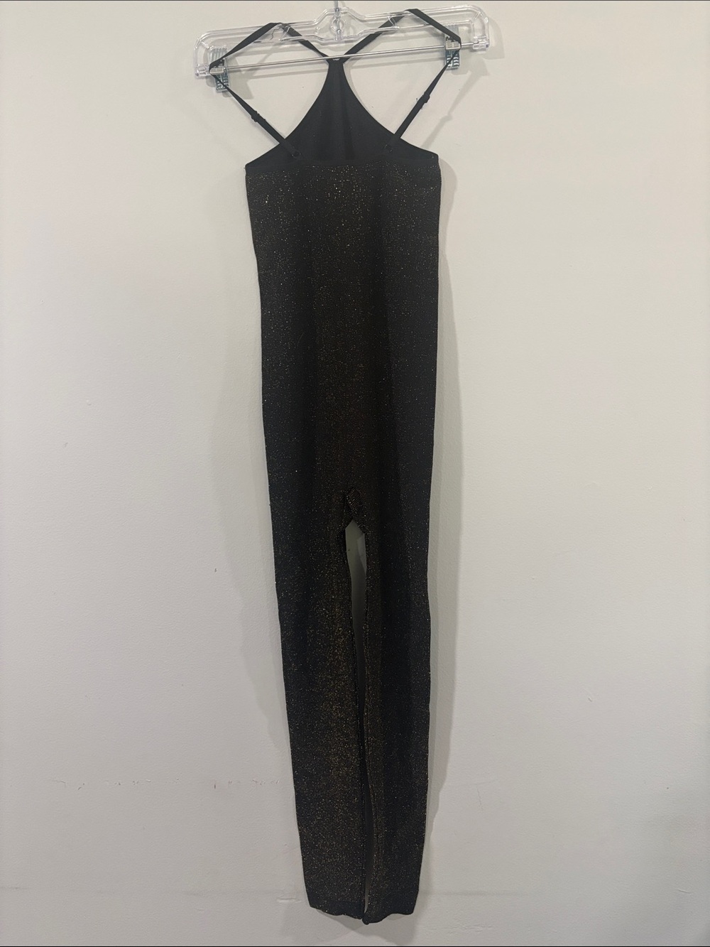 BLACK SPARKLE STRAPPY HALTER JUMPSUIT SIZE: S/M
